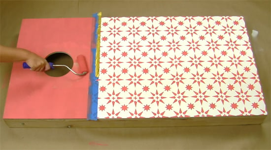 Learn how to stencil a DIY cornhole board using a Jewel Tile Stencil from Cutting Edge Stencils. http://www.cuttingedgestencils.com/tile-stencils-cement-tile-stencil-designs-floor-tiles.html
