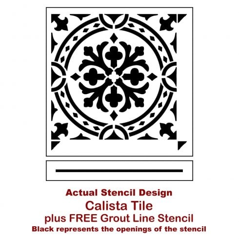 The Calista Tile Stencil from Cutting Edge Stencils. http://www.cuttingedgestencils.com/calista-tile-stencil-backsplash-cement-tiles-stencils.html