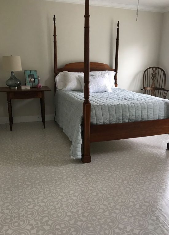 Learn how to paint and stencil a subfloor in a guest bedroom using the Augusta Tile Stencil from Cutting Edge Stencils. I'm one of those people that love a challenge. http://www.cuttingedgestencils.com/augusta-tile-stencil-design-patchwork-tiles-stencils.html