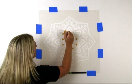 Learn how to stencil an accent wall using the Rangoli Mandala Stencil from Cutting Edge Stencils. http://www.cuttingedgestencils.com/rangoli-mandala-stencil-ceiling-stencils-wall-stencils.html