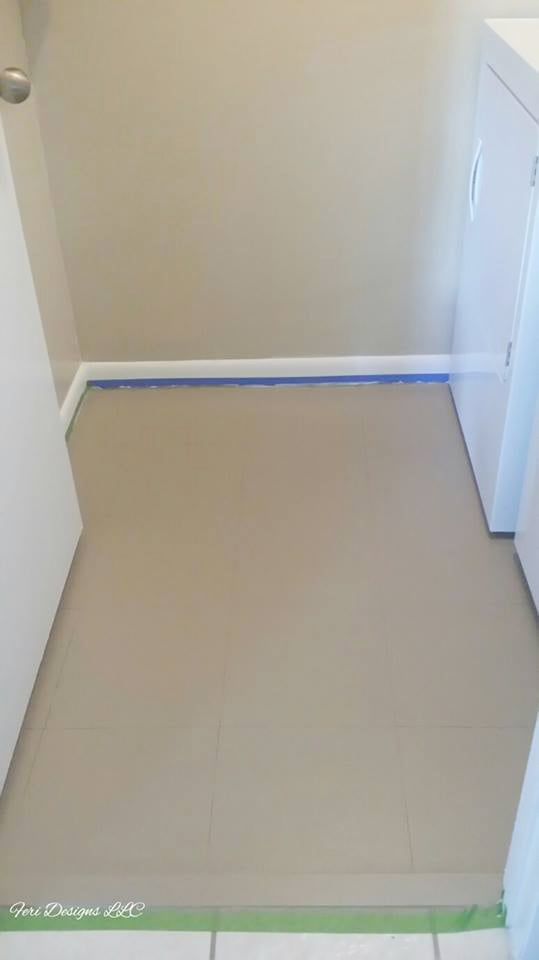 Learn how to stencil and paint a tiled laundry room floor using the Santa Ana Tile Stencil from Cutting Edge Stencils. http://www.cuttingedgestencils.com/santa-ana-tile-stencil-spanish-tiles-cement-tile-patterns.html