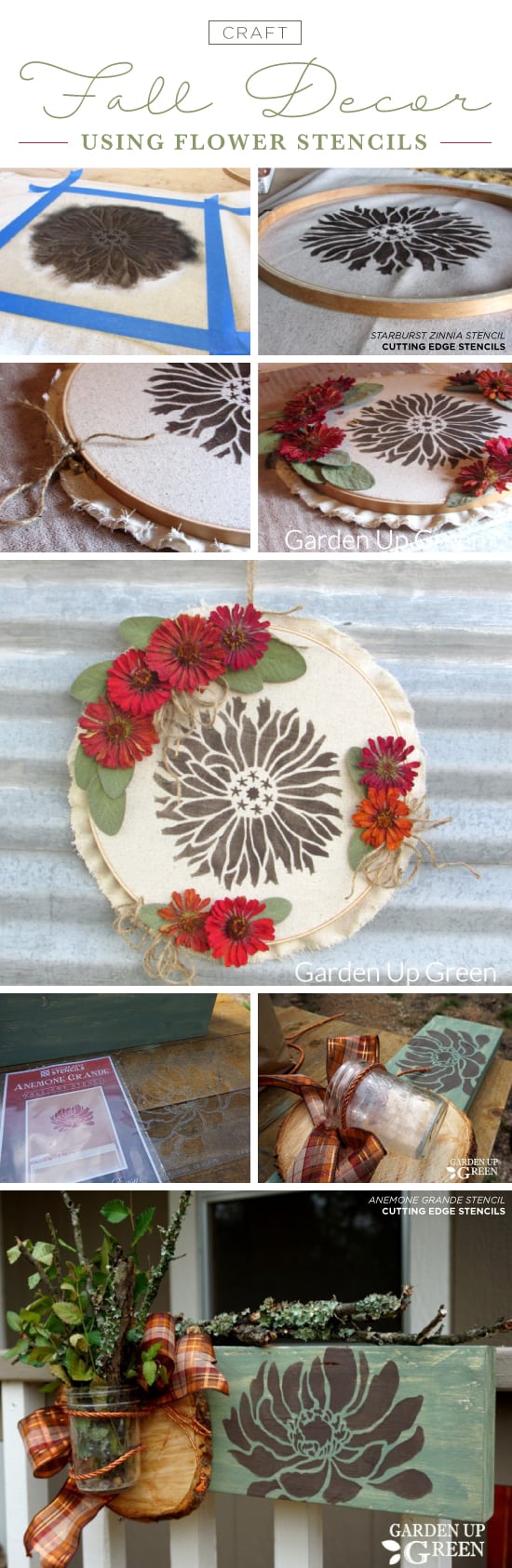 Cutting Edge Stencils shares how to create Fall inspired home decor using flower stencils. http://www.cuttingedgestencils.com/stencils-flower-stencil.html