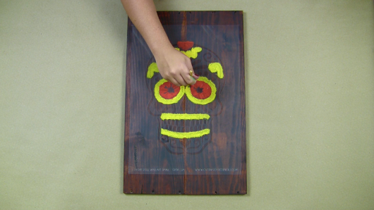 Learn how to stencil Day of the Dead (Dia De Los Muertos) wood wall decor using the Sugar Skull Stencil from Cutting Edge Stencils and reclaimed wood. http://www.cuttingedgestencils.com/sugar-skull-stencil-diy-home-decor-project.html