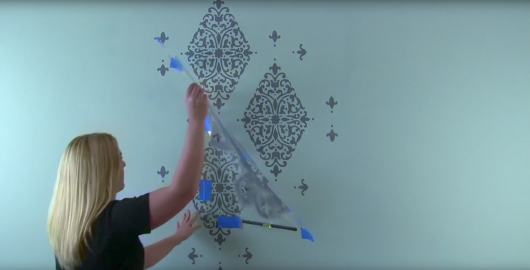Learn how to stencil an accent wall using the Arabesque Brocade Damask Stencil from Cutting Edge Stencils. http://www.cuttingedgestencils.com/damask-stencil-arabesque-brocade-moroccan-stencils-for-walls.html