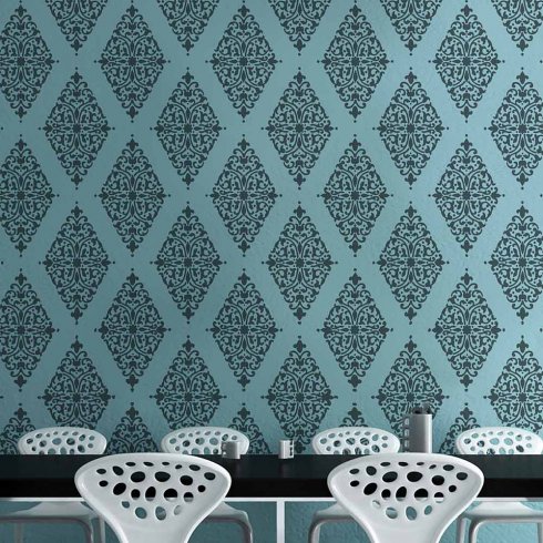 Learn how to stencil an accent wall using the Arabesque Brocade Damask Stencil from Cutting Edge Stencils. http://www.cuttingedgestencils.com/damask-stencil-arabesque-brocade-moroccan-stencils-for-walls.html