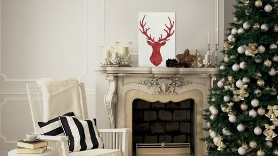 Learn how to make DIY rustic Christmas art using the Deer Head Stencil from Cutting Edge Stencils and reclaimed wood. http://www.cuttingedgestencils.com/deer-head-wall-stencil-deer-antlers-stencils-for-walls.html
