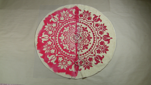 Learn how to stencil the prettiest DIY Christmas Tree Skirt using the Gratitude Mandala Stencil from Cutting Edge Stencils. http://www.cuttingedgestencils.com/gratitude-mandala-stencil-yoga-designs.html