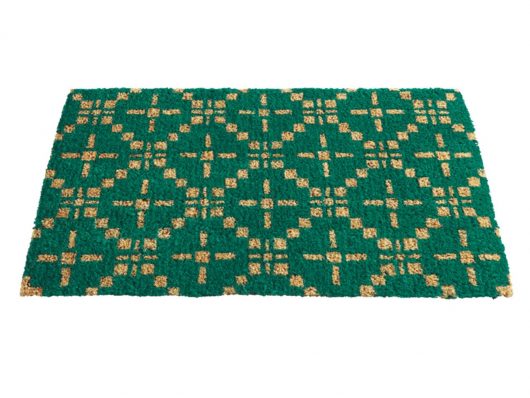 A green coir mat spotted in HGTV Magazine. 