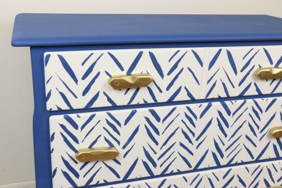 Learn how to makeover thrift store furniture using paint and the Brush Strokes Stencil pattern from Cutting Edge Stencils. http://www.cuttingedgestencils.com/brush-strokes-wall-pattern-stencil-modern-wall-stencils.html