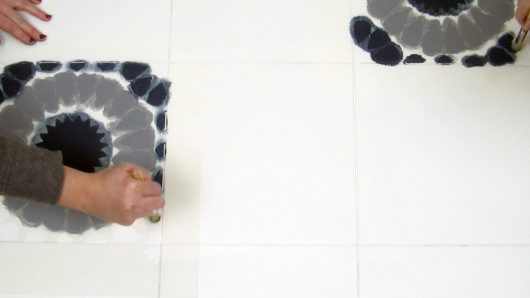 Learn how to stencil a tile floor using the Cordelia Tile Stencil from Cutting Edge Stencils. http://www.cuttingedgestencils.com/cordelia-tile-stencil-moroccan-design-cement-tiles.html