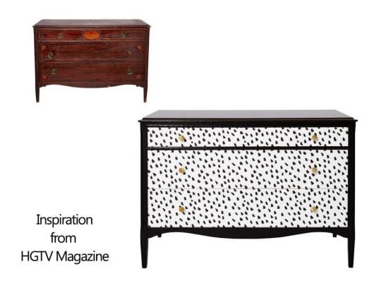 Furniture Inspiration from HGTV Magazine that is similar to the Dalmatian Spot Stencil from Cutting Edge Stencils. http://www.cuttingedgestencils.com/dalmatian-spots-stencil-dots-wallpaper-pattern.html