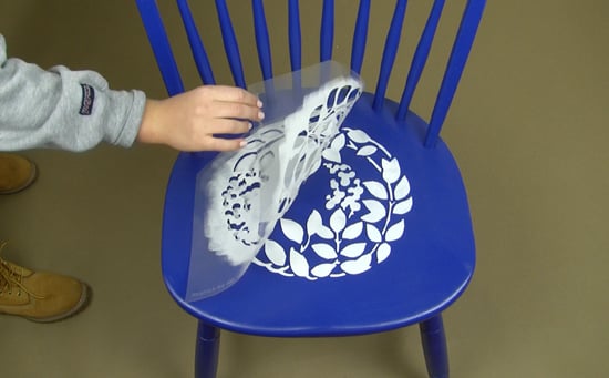 Learn how to paint and stencil ombre kitchen chairs using a flower stencil from Cutting Edge Stencils. http://www.cuttingedgestencils.com/japanese-flower-stencil.html