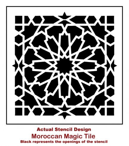 The Moroccan Magic Tile Stencil from Cutting Edge Stencils.m http://www.cuttingedgestencils.com/moroccan-tile-stencil-cement-tiles-floor-tile-designs.html