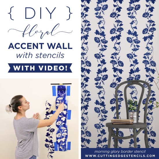 DIY Floral Accent Wall With Stencils