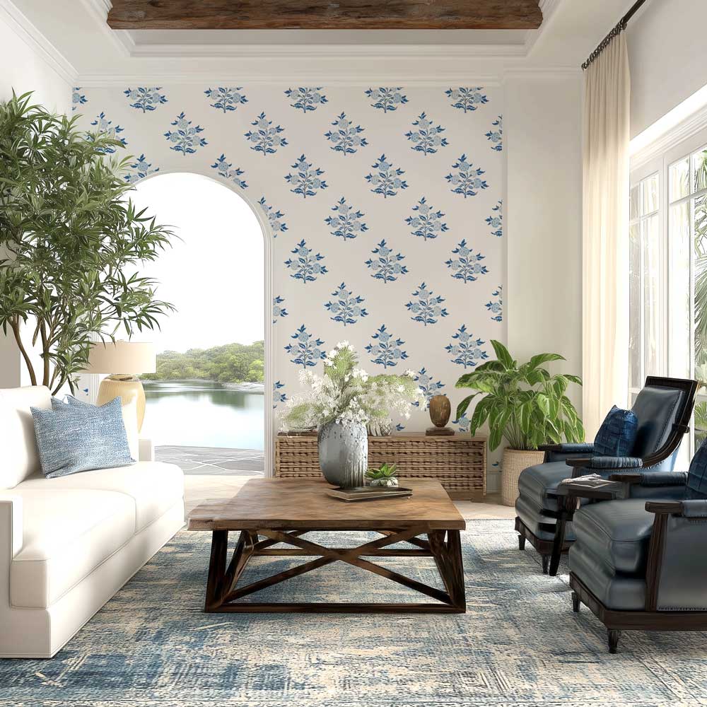 Blockprint Carnation Wall Stencil Coastal Grandma Decor