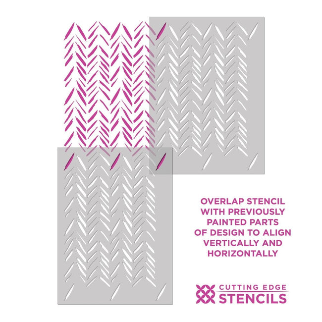 Brushstrokes Chevron Stencil Pattern herringbone Wall Design