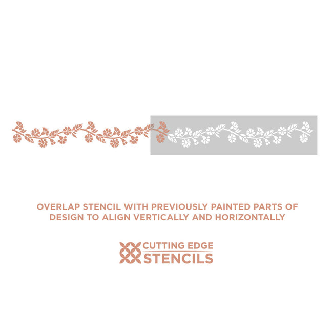 carnation swag stencil with overlapping elements