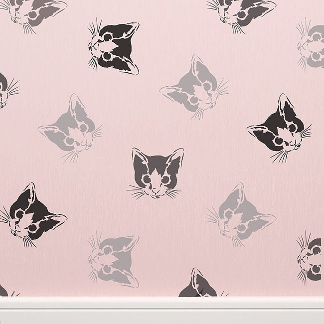 Cat-face-kitten-stencil-wallpaper