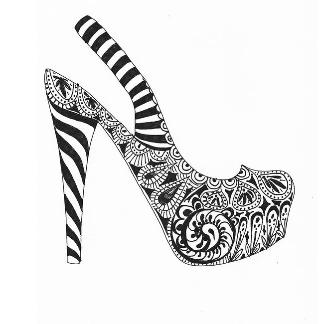 Coloring-pages-designs-stencils-stencil-Slingback-Pump