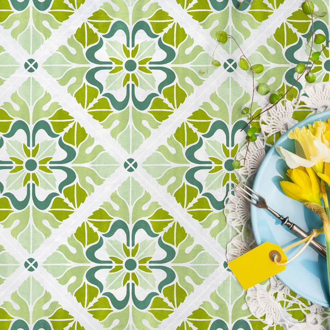 Corrina Tile Stencil Pattern in green