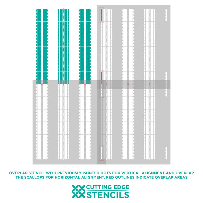 alignment graphic with text explanation for how to align the stencil