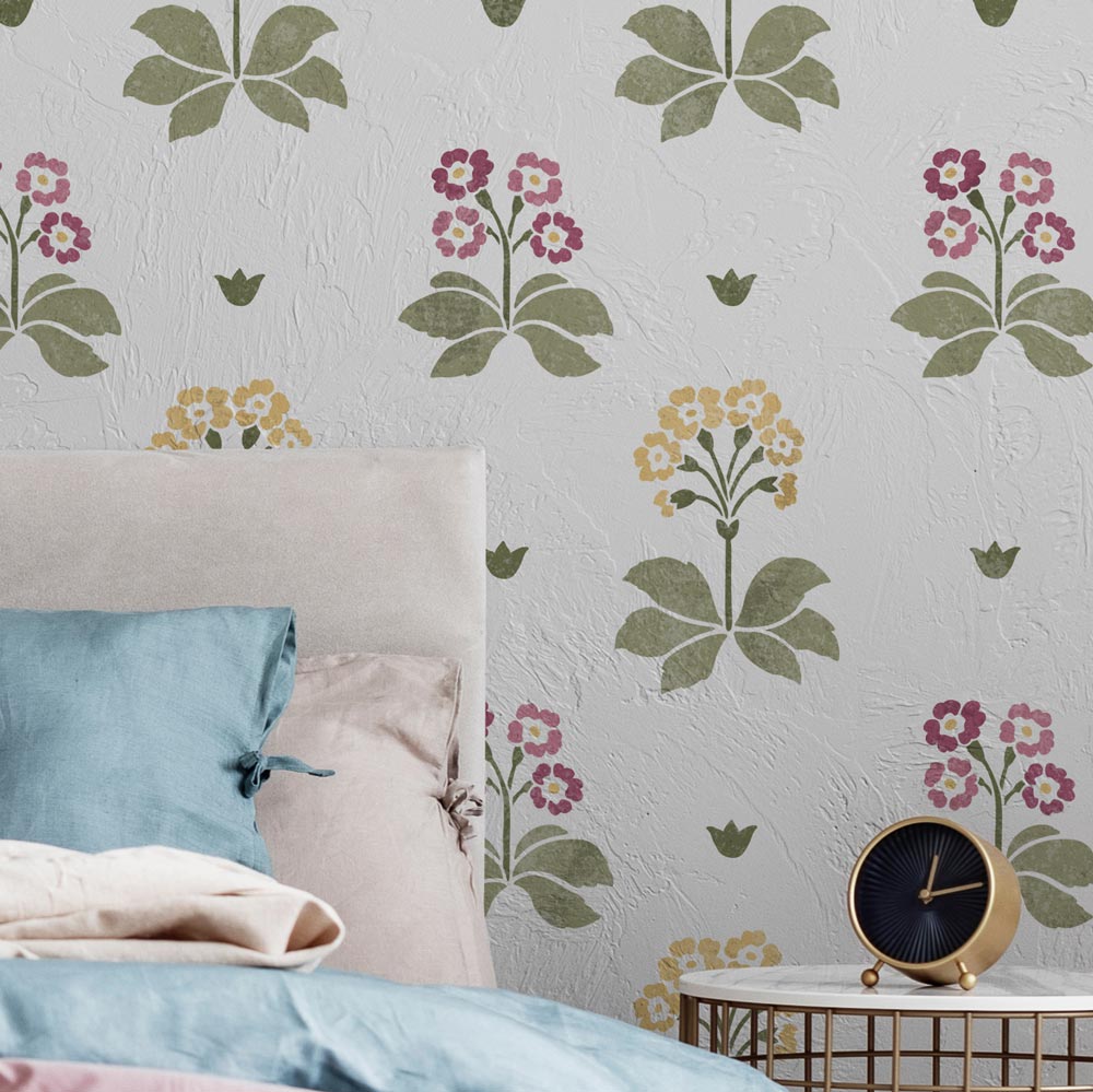 english primrose flower stencil pattern for walls