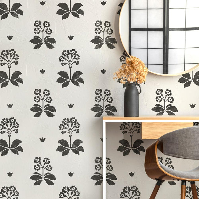 flower stencils on a white wall