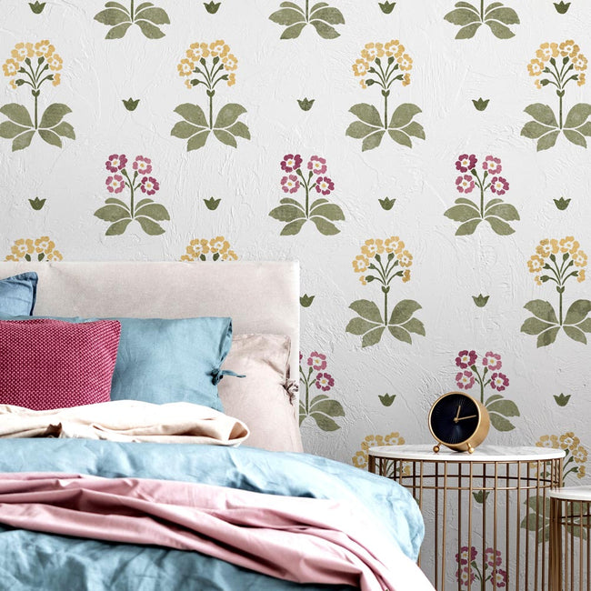 Flower stencils on a wall