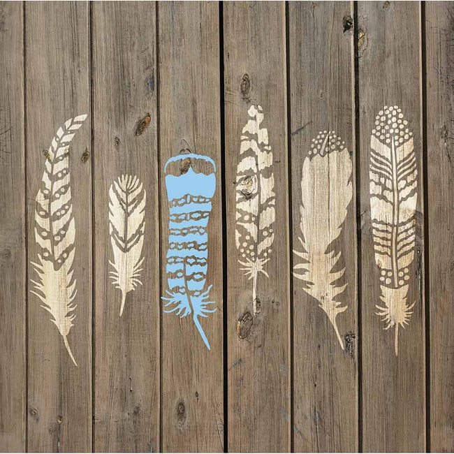 Feathers wall stencil kit for wall decor