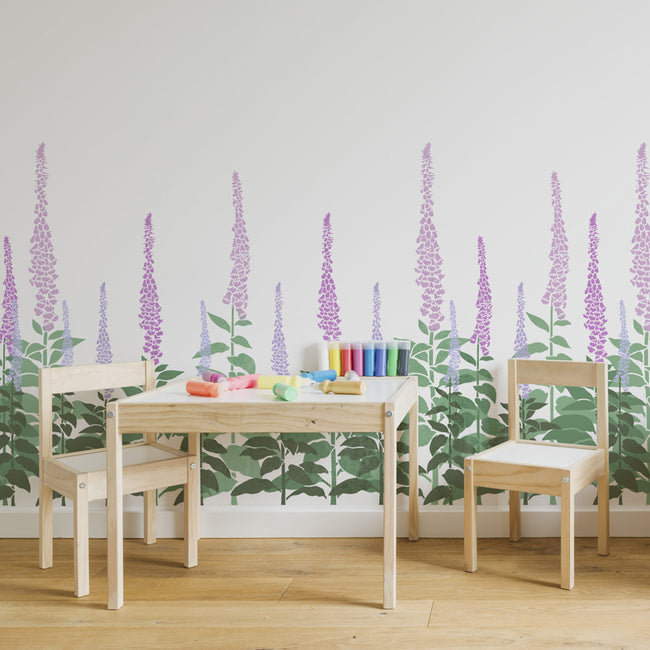 foxgloves flower stencil border for kids room