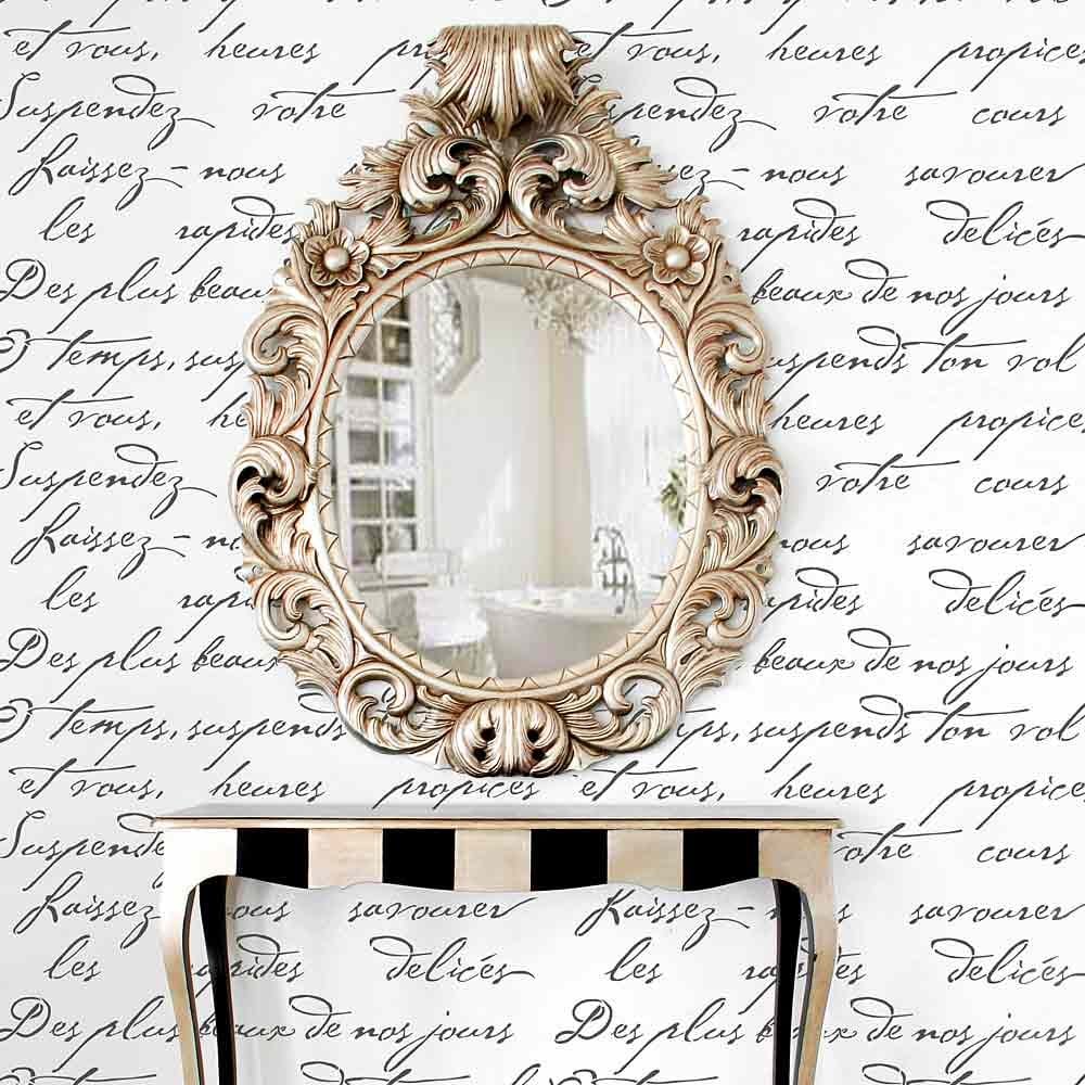 French poem letter typography stencil for walls