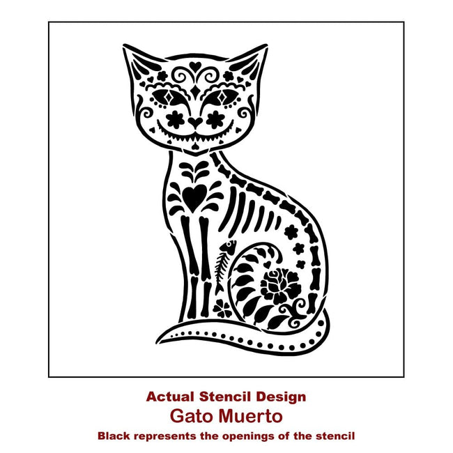 gato muerto day of the dead decor halloween stencil cat design