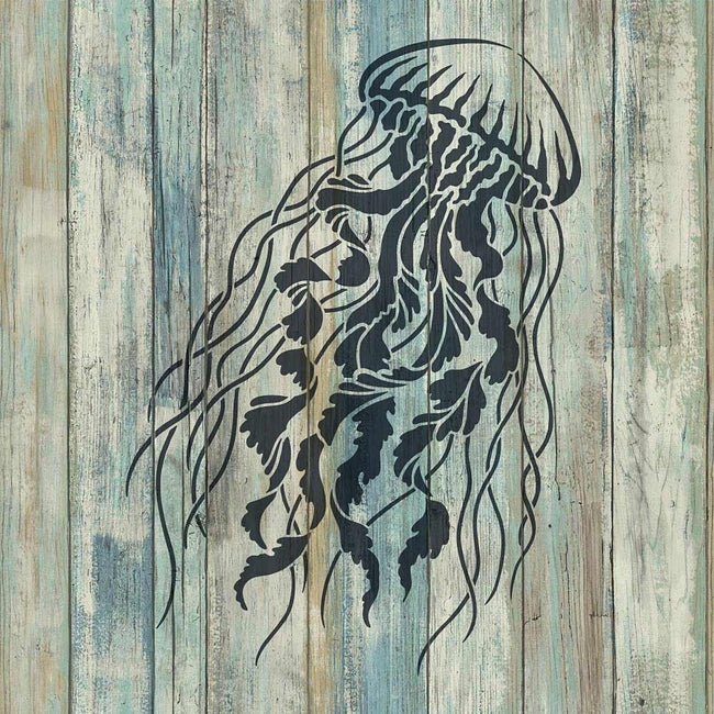 Large-Jellyfish-stencil-nautical-decor-beach-wall-art-reclaimed-wood-stencils