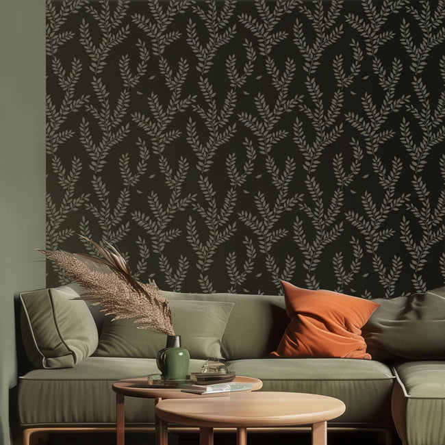 leafy grove stencil pattern for walls