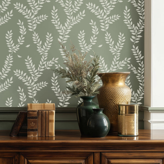 leafy grove stencil pattern for walls