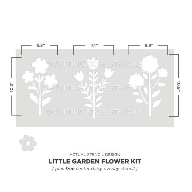 actual design image of little garden flower stencil kit