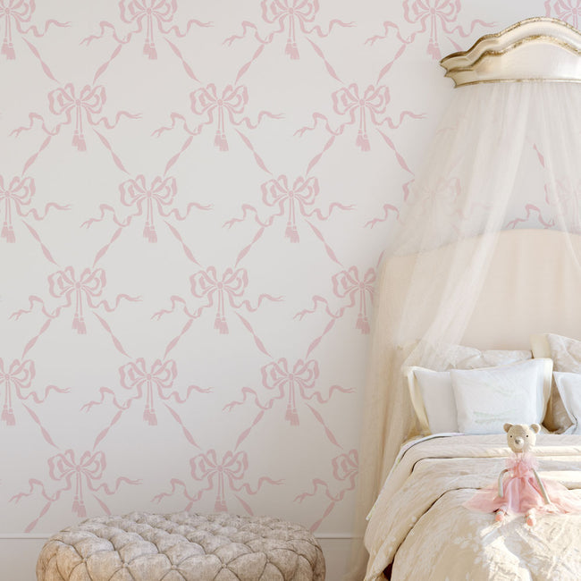 pink bows and ribbons wall sencils