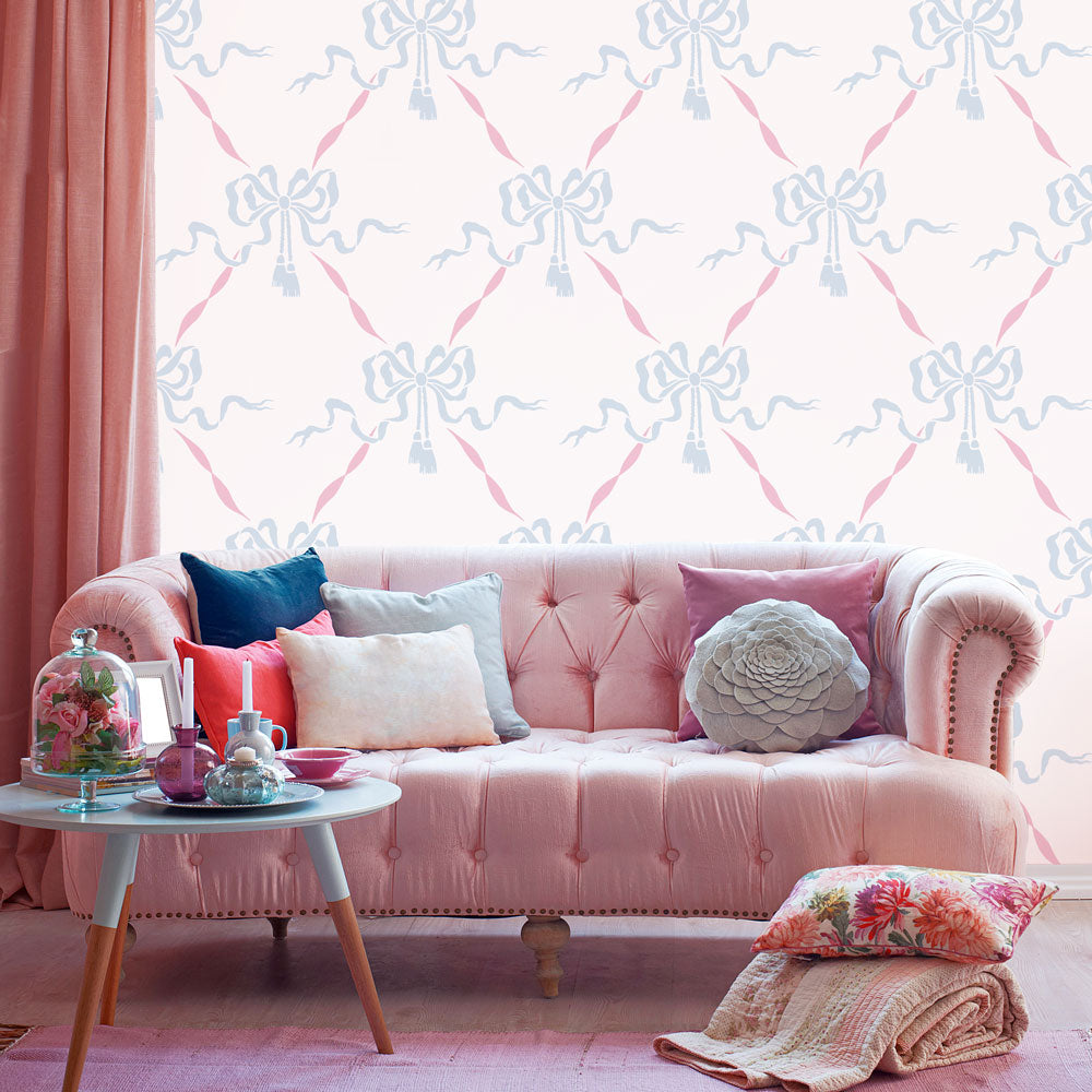 Bow and ribbon wall stencil