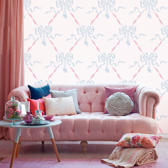 Bow and ribbon wall stencil