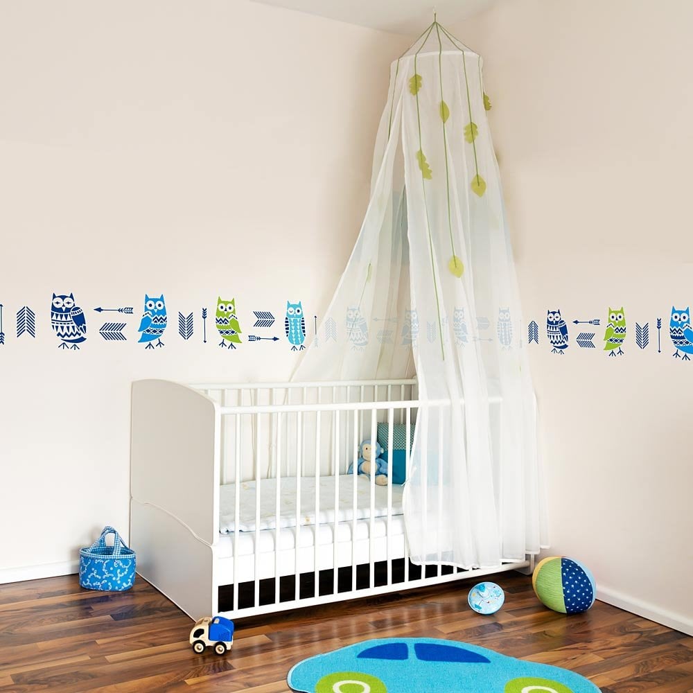 Owls-Arrows-stencil-Border-Nursery-DIY