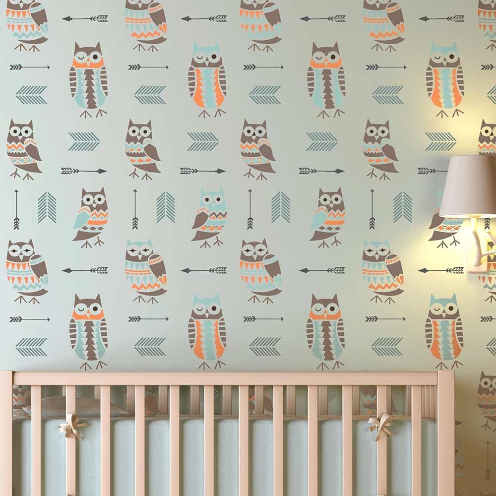 Owls-Arrows-stencils-for-nursery