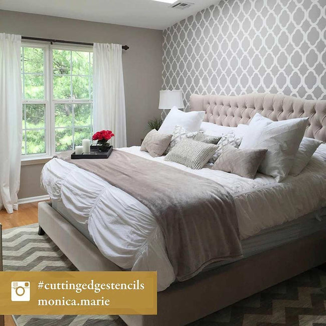 Rabat moroccan stencil grey bedroom