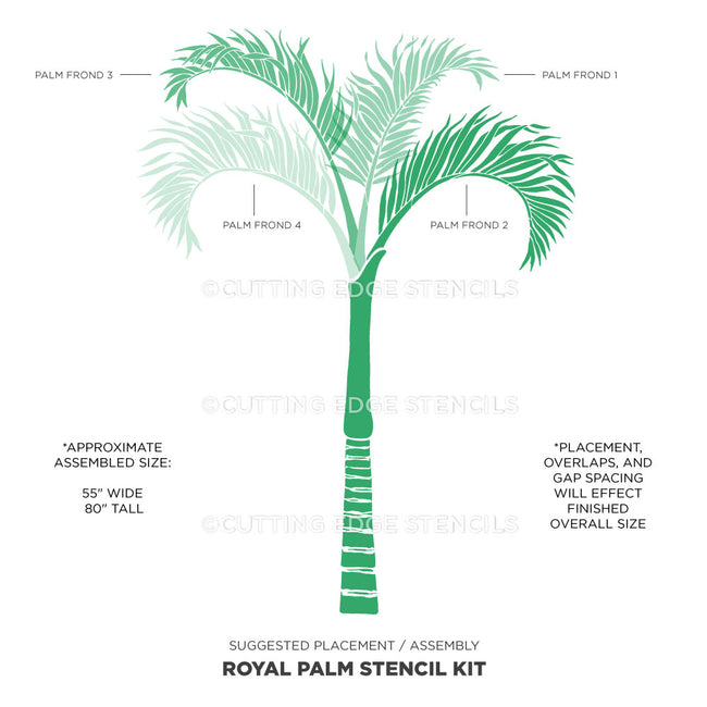 Royal Palm Stencil Kit assembly guide on a white background