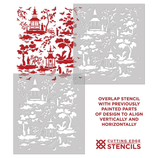 Secret Garden Toile Stencil Chinoiserie Wall Design