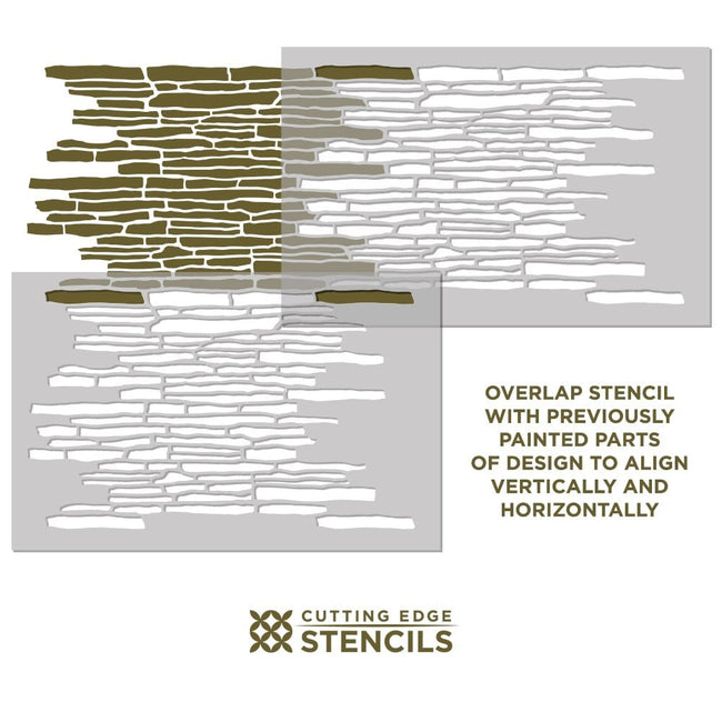 Stacked Slate Wall Pattern Stencil Stacked Stone Wallpaper Design