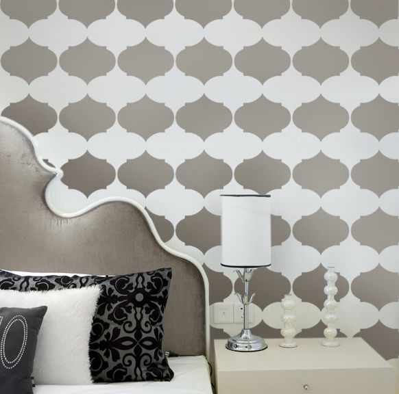 stencil pattern grey moroccan wall
