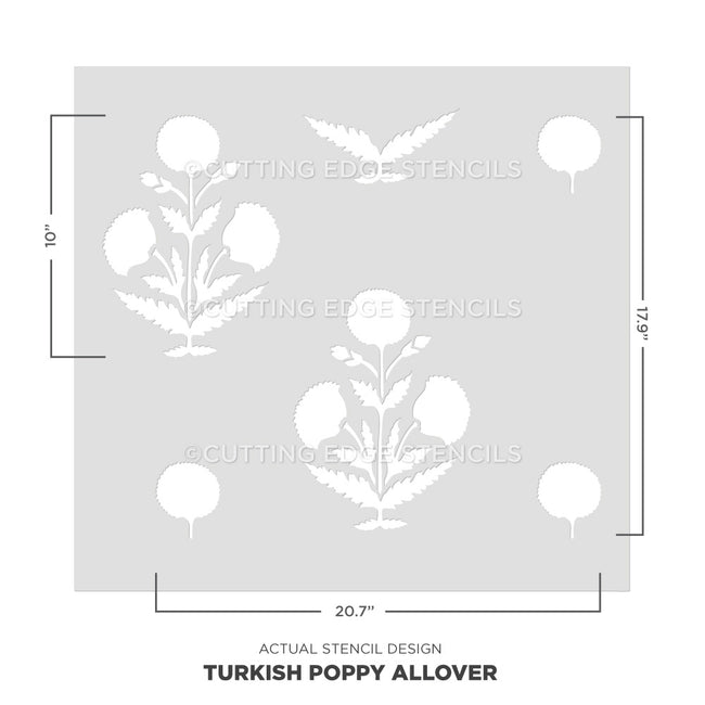 Turkish poppy stencil template