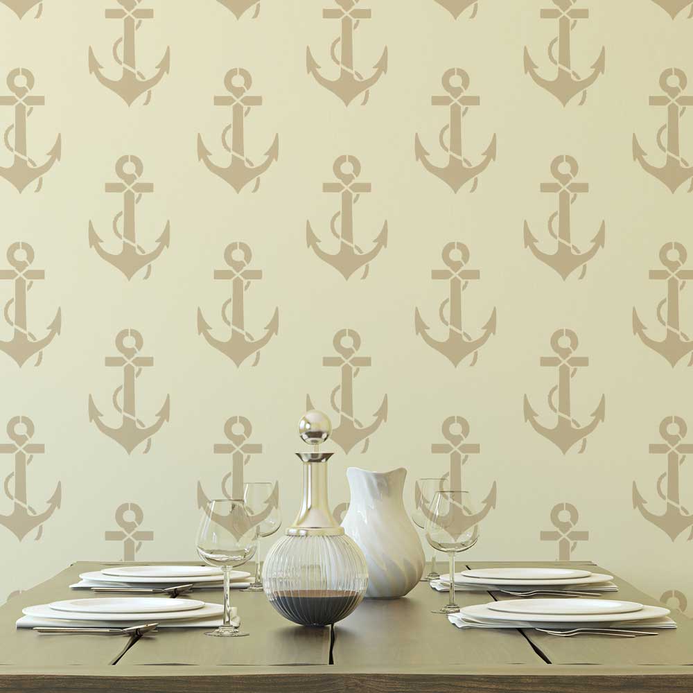 Anchors Nautical Wall Stencil