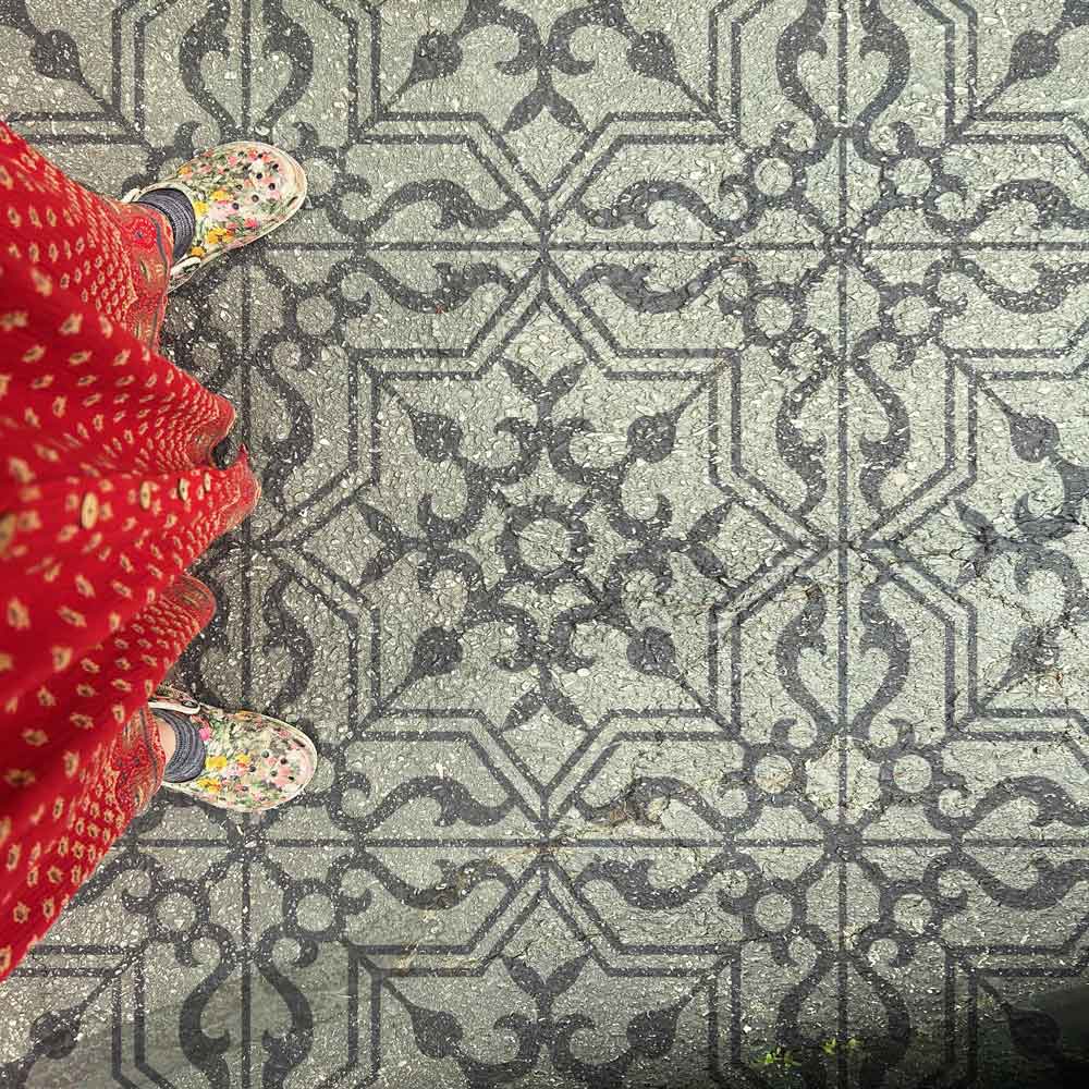 antalya patio stencil on concrete