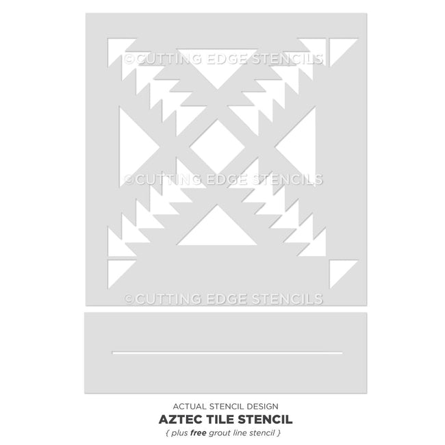 Aztec Tile Stencil Design-Floor-Actual